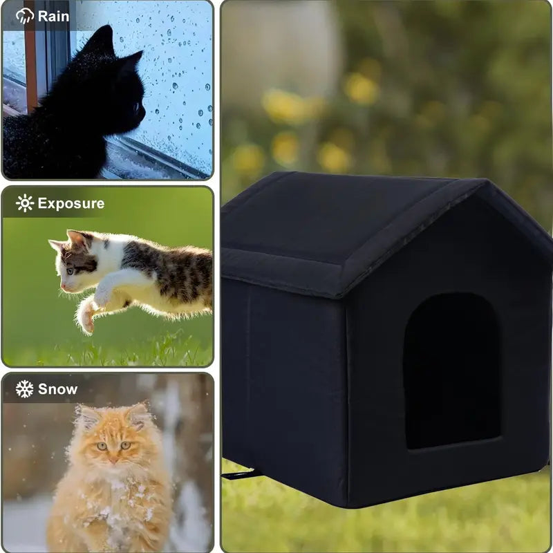 Outdoor Insulated Waterproof Foldable Cat & Dog House - All-Weather Secure Shelter, Machine Washable Tent Bed, Pet Furniture Machine Washable Houses