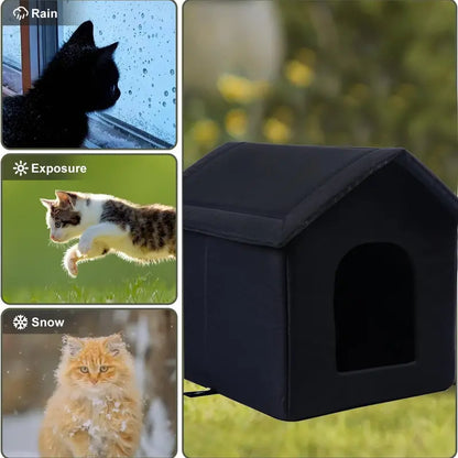 Outdoor Insulated Waterproof Foldable Cat & Dog House - All-Weather Secure Shelter, Machine Washable Tent Bed, Pet Furniture Machine Washable Houses