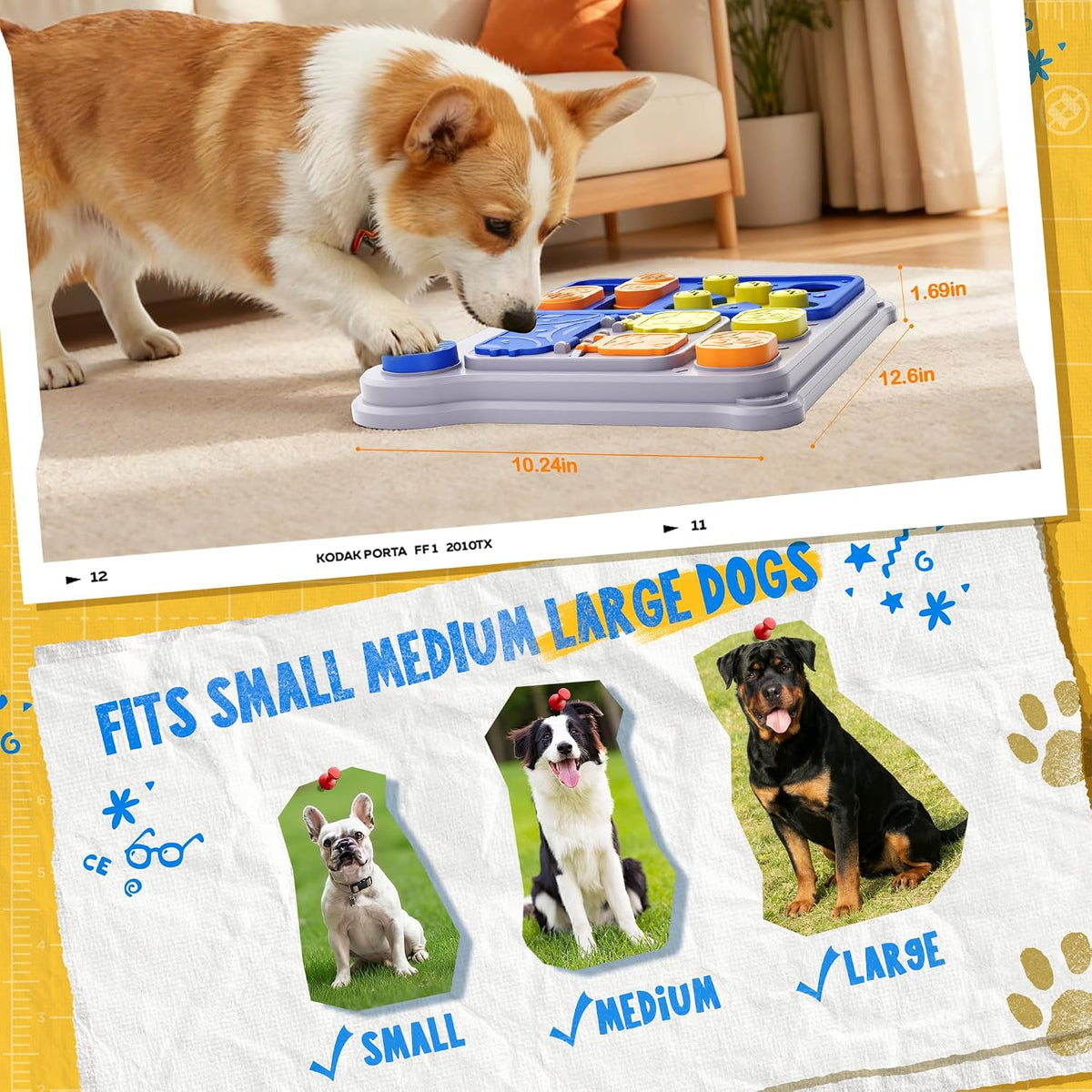 Dog Puzzle Toy, Treat Dispensing Slow Feeder Game
