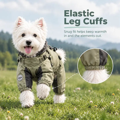 Cuekind Waterproof Fleece-Lined Dog Winter Coat with Built-In Harness, Rainproof Outdoor Cold Weather Walking Clothes for Small-Medium Dogs
