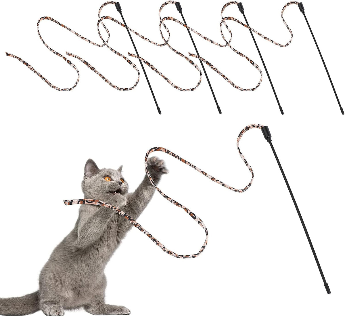 Cat Wand Rainbow Toy, 5Pcs Rainbow Ribbon for Kittens Training