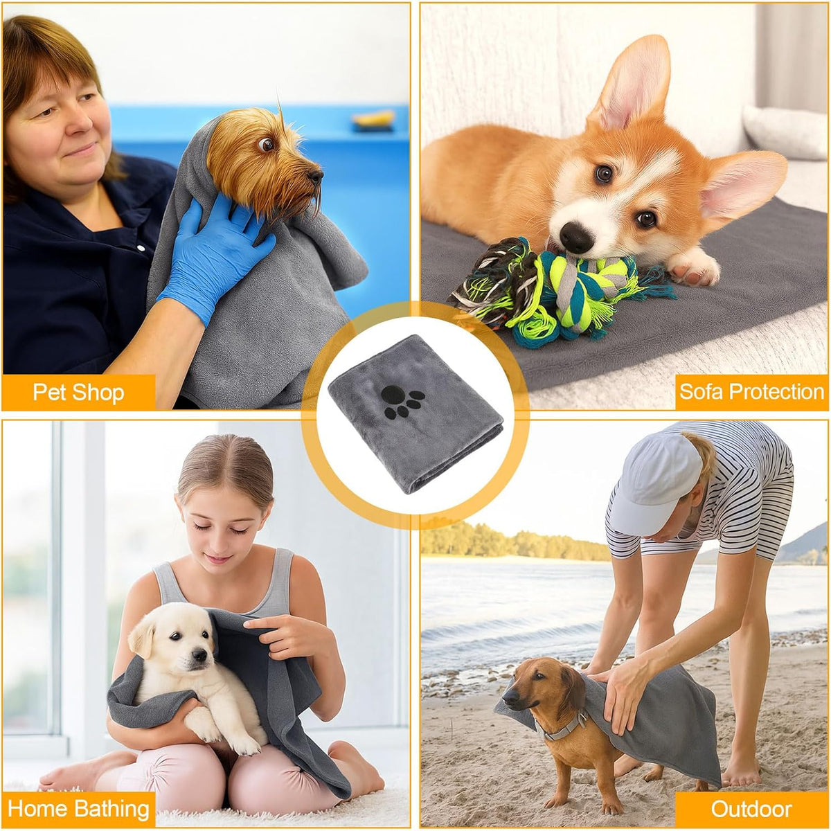 40 X 23.6 Inch Dog Towels for Drying Dogs, Absorbent Microfiber Dog Towel