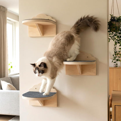 3 Pcs Cat Wall Steps, 7.5-Inch Cat Wall Shelves with Felt Pads