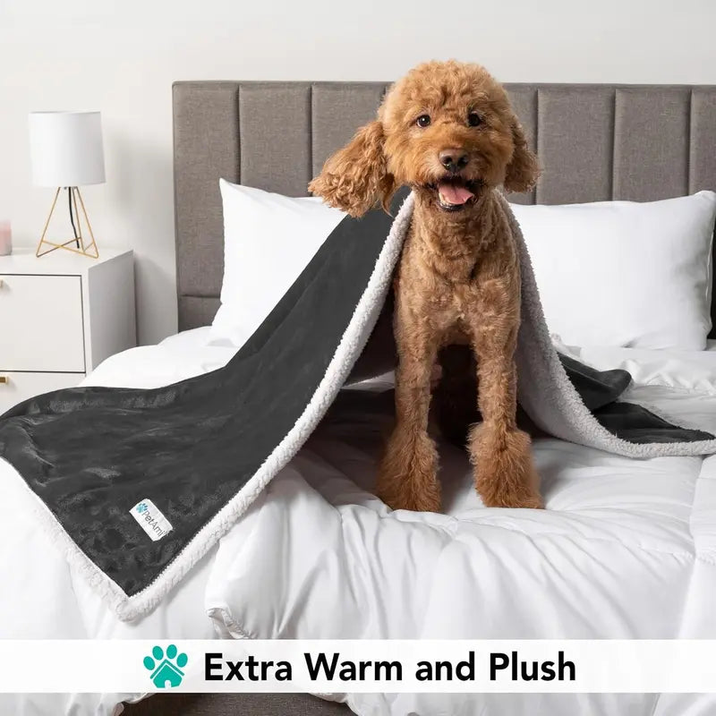 Dog Blanket Soft Sherpa Reversible for Comfort