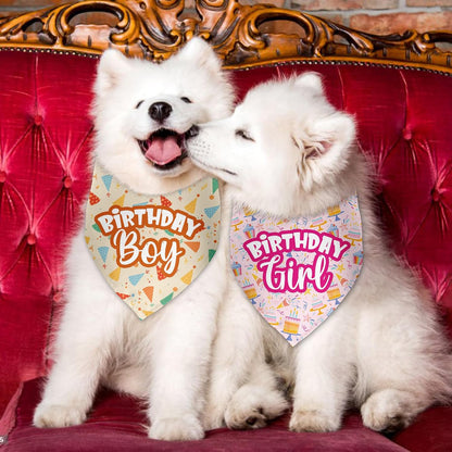 2 Packs Happy Birthday Dog Bandana Boy Girl Outfit Birthday Decorations Photo Prop Pet Scarf Accessories for Small Medium Large Dogs