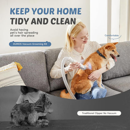 Dog Grooming Vacuum Kit, Pet Hair Clipper Grooming Kit for Cats, 2.5L
