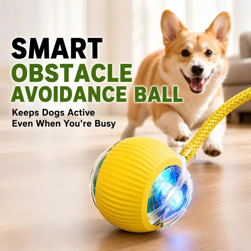 Interactive Smart Chew Resistant Dog Obstacle Avoidance Ball Toy - Universal, Automatic Obstacle Avoidance, Durable, All Seasons, for Indoor Exercise & Active Playtime